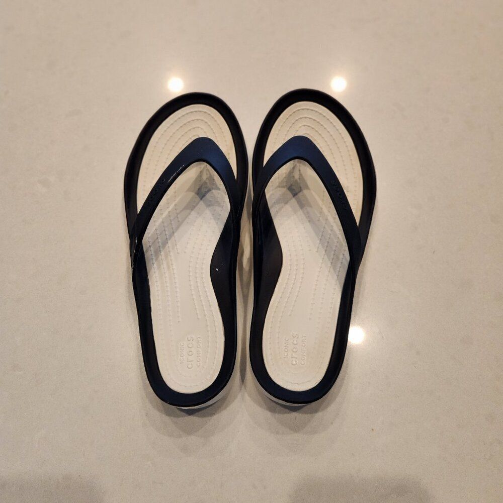 CROCS Black and Cream Women's Sandals